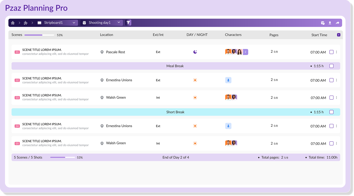 Pzaz Planning Pro stripboard interface